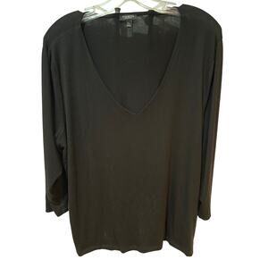 Talbots Black V-Neck Sweater Sz 2XLP Rayon/Spandex Minimalist Basic Capsule 2XLP